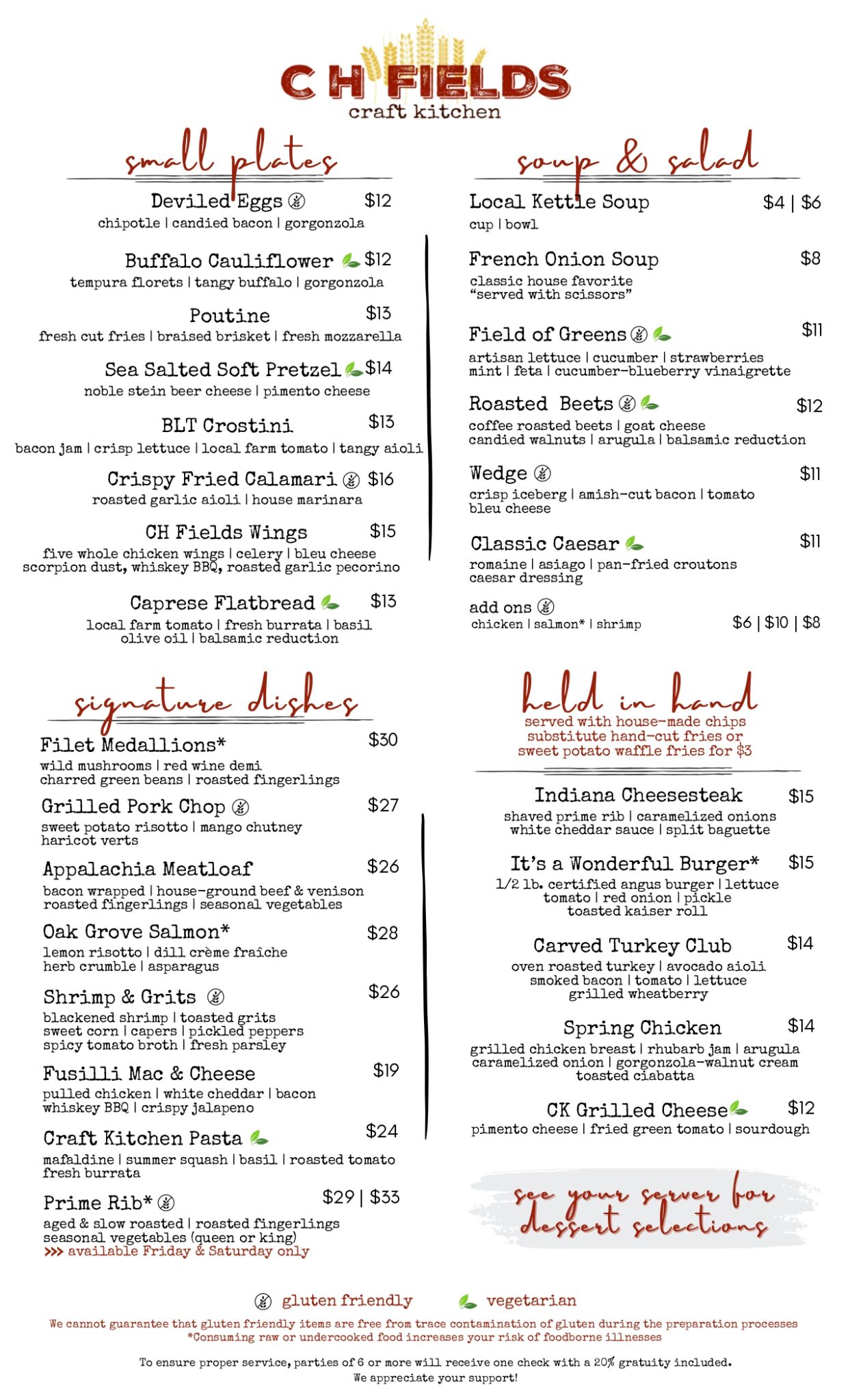 CHF Dinner Menu Spring Summer 2023