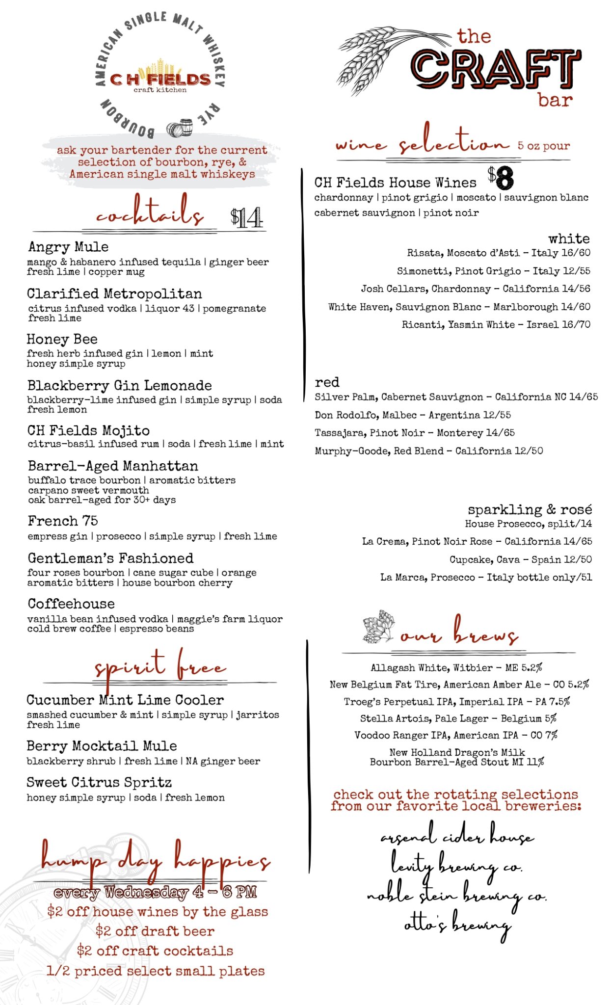 CHF Drinks Spring Summer Menu 2023